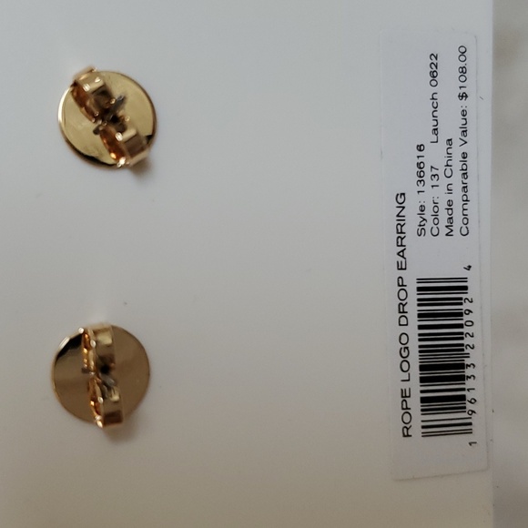 NWT TORY BURCH Rope Logo Drop Earring Color 137 - Picture 3 of 3
